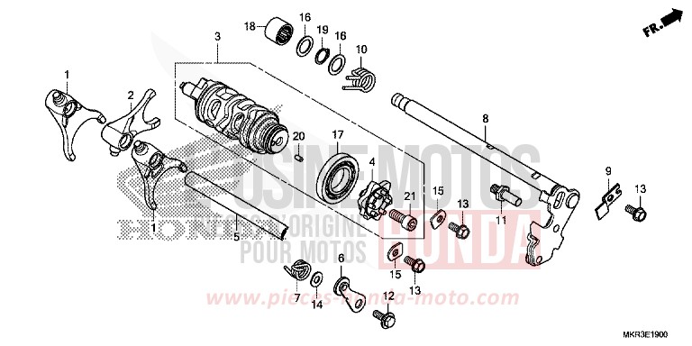 BARILLET DE SELECTION de CBR1000RR "Fireblade" MAT PEARL MORION BLACK (NHC33) de 2020